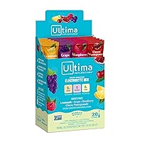 Ultima Replenisher Electrolyte Hydration Powder, Variety 4 Flavor Pack, 20 Count Stickpacks Box - Sugar Free, 0 Calories, 0 Carbs - Gluten-Free, Keto, Non-GMO with Magnesium, Potassium
