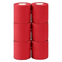 6 Pack of Red Toilet Paper Rolls - 3 Ply Red Bath Tissue Colored Toilet Paper Rolls for Bathroom