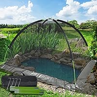 Pond Garden Cover Dome Net 14x11FT for Leaves Fish Winter Vegetables with Zipper and Stakes Nylon Mesh Protective Tent from Animals