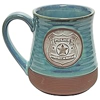 Abbey Gift, Navy Blue Brown, 4.8 Inches (Abbey & CA Gift) Police Officer Pottery Mug