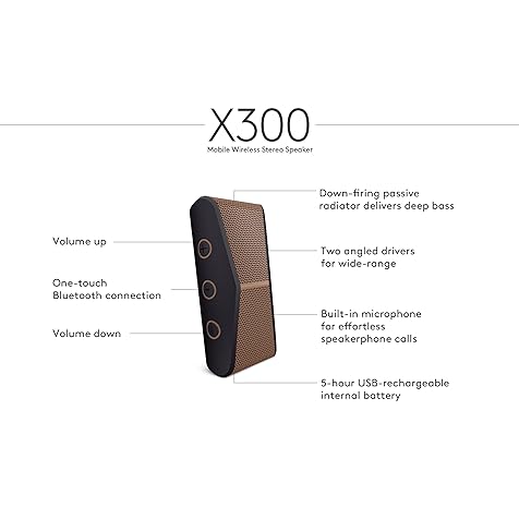 X300 Mobile Wireless Stereo Speaker, Copper Black