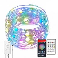 LED Fairy Lights, 5 m, Music Synchronization, Colour Changing, RGB LED Chain, 40 Button Remote Control, Built-in Microphone, Smart Alexa Google Home Tuya, App Controlled LED Lights