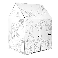 Cardboard Dinosaur House - Kids Art & Craft for Indoor & Outdoor Fun, Color Dino Species, 32inchesX26.5inchesX40.5inches