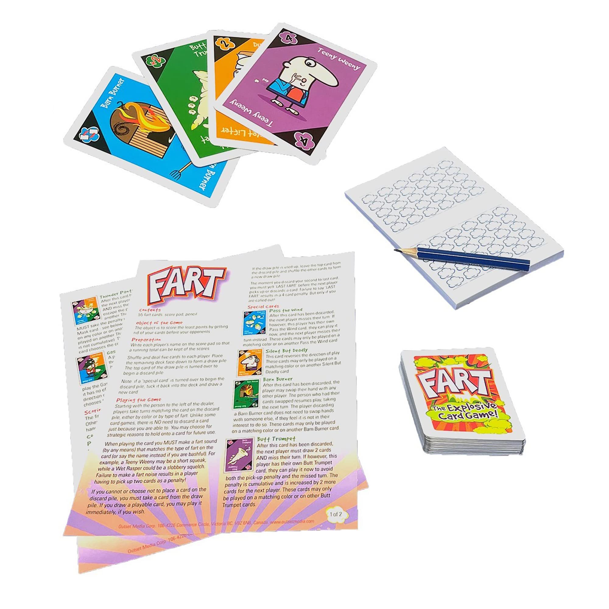 Fart - The Explosive Card Game - Easy to Learn Fast Flatulent Fun, Kids Family & Friends Party Game, Funny Fast Acting, Toilet Humor, Outset Media, Ages 8+, 3+ Players