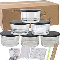 MILIVIXAY 6 Pack 24 oz Candle Jars with Metal Lids and Candle Making Kits - 3 Wick Candle Jars,Bulk Empty Clear Thick Glass Candle Jars for Making Large Candles - Spice, Powder Containers.