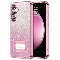 GUAGUA for Samsung Galaxy S23 FE 5G Case 6.4'', Clear Glitter Phone Case for Galaxy S23 FE 5G, Luxury Plating Sparkle Bling Shockproof Protective Case Samsung S23 FE 5G for Women Girls, Gradient Pink