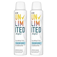 Degree Unlimited Antiperspirant Deodorant Dry Spray Clean 2 Count Long-Lasting Sweat & Odor Protection with Antiperspirant Technology SmartAdapt Tech 3.8 oz