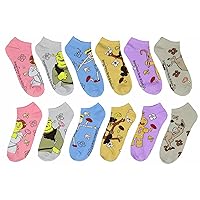 Bioworld Shrek Women's Franchise Characters And Mushrooms No-Show Ankle Socks 6 Pair Pack