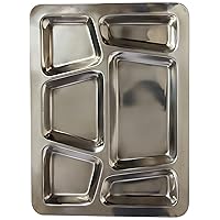 Winco - SMT-2 6-Compartment Mess Tray, Style B, Stainless Steel, Medium