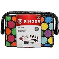 SINGER 07272 Polka Dot Small Sewing Basket with Sewing Kit Accessories,