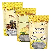 True Honey Tea Best Sellers - Ginger Lemon Zest | Chai | Lavender Lemonade - Pack of 3