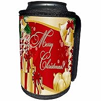 3dRose Merry Christmas Wishes Ribbons And Bows - Can Cooler Bottle Wrap (cc_352095_1)