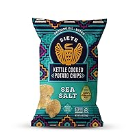 Siete Grain Free Potato Chips | Kettle Cooked | Gluten Free Chips | Vegan Snacks | Non GMO | Sea Salt, (Pack of 6)