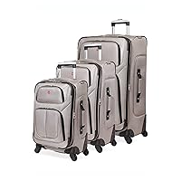 SwissGear Sion Softside Expandable Roller Luggage, Pewter, 3-Piece Set (21/25/29)