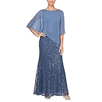 S.L. Fashions Women's Long Ombre Popover Cape Dress