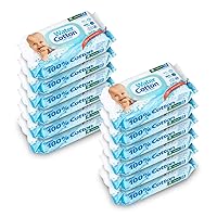 WaterCotton Baby Wipes 100% Cotton Biodegradable 12-pack Of 72 (864 Wipes) Baby Safe Sweet Almond Oil Panthenol, 12 Count