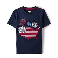 Boys' and Toddler Spring and Summer Embroidered Graphic Short Sleeve T-Shirts