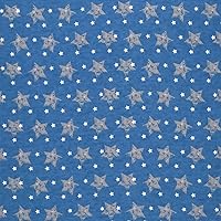 Mook Fabrics Flannel PRT Stars, Blue/Grey 15 Yard Bolt