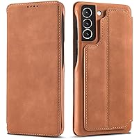 Wallet Case for Samsung Galaxy S23/S23 Plus/S23 Ultra, Vintage Leather Flip Magnetic Phone Cover with Card Holder Kickstand Shockproof Inner TPU Shell,S23 Plus,Brown