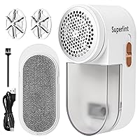 SUPER LINT Electric Fabric Shaver, USB Powered Sweater Lint Remover Shaver, 2AA Battery Operated Lint Remover with Lint Brush, Lint Shaver for Couch, Clothing, Furniture, White