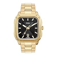 Fossil Inscription Men's Watch with Square Case and Stainless Steel, Silicone or Leather Band
