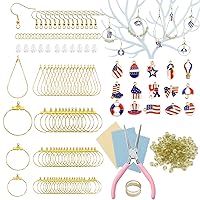 XKCWXY 415Pcs Earring Making Kit with Beading Hoop Earring Finding Component Accessories,Earring Hooks,Jump Rings,Earring Backs,American Flag Charms,Round Letter Beads for Jewelry Making DIY Craft