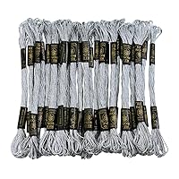 Embroiderymaterial Metallic Embroidery Cross Stitch Floss Threads in Silver Color, 25 Skeins