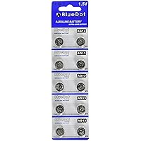 BlueDot Trading AG13 LR44 LR1154 SR44 A76 357A 303 357 LR44 Alkaline Button Coin Cell 1.5v Battery for Watches, calculators, and Toys, Quantity 10 Count
