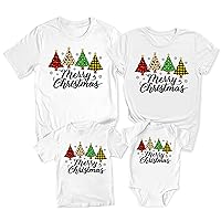 Merry Christmas Trees Leopard Buffalo Plaid Matching Family T-Shirt