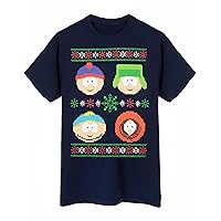 South Park Mens Christmas T-Shirt | Adults Festive White Graphic Tee | Seasonal TV Show Cartoon Art Short Sleeve Crewneck Top