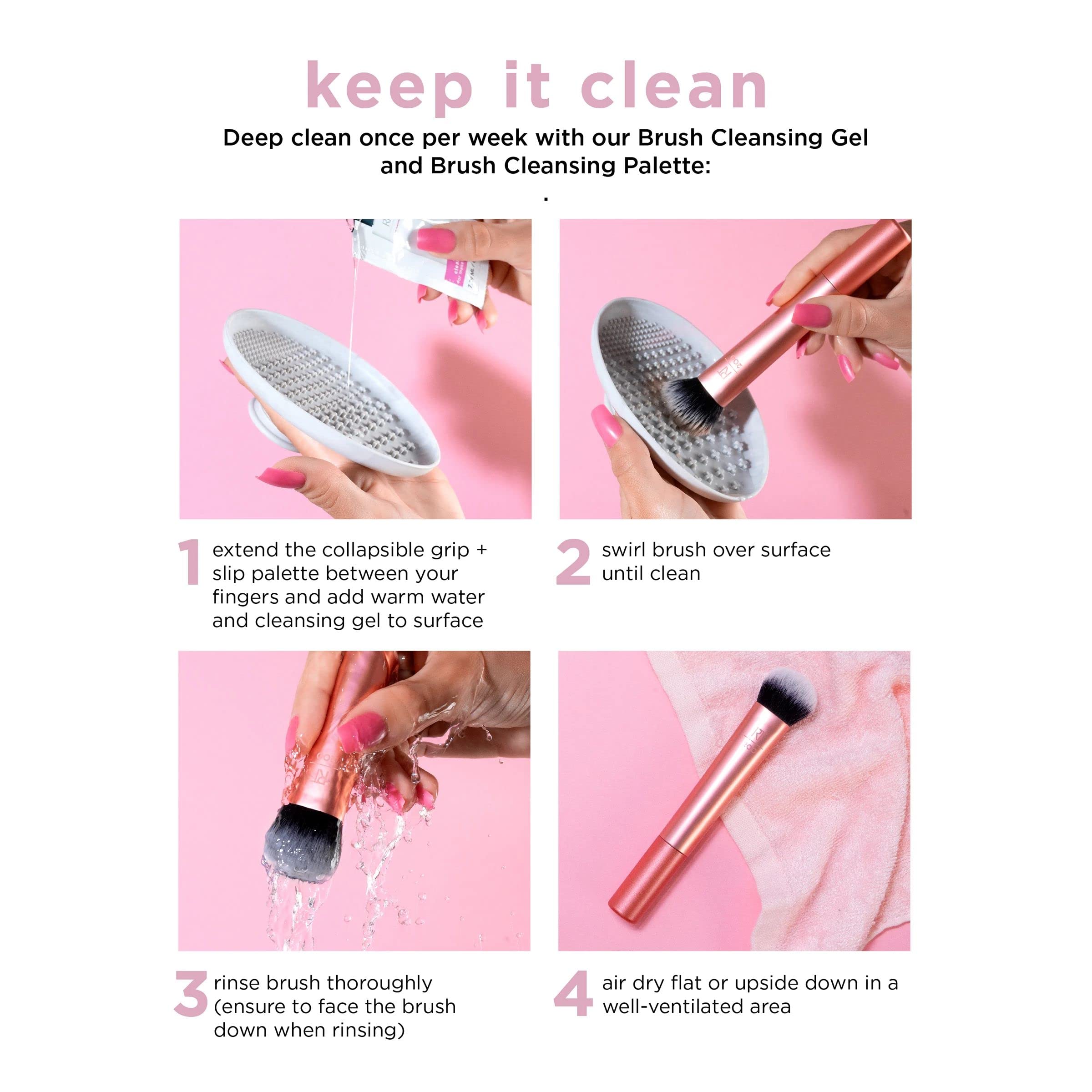 Real Techniques Expert Face Makeup Brush, For Liquid & Cream Foundation & Other Makeup Products, Buildable Coverage for Base Makeup, Dense, Synthetic Bristles, Vegan & Cruelty-Free, 1 Count