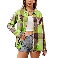 Esabel.C Flannel Shirts for Women Long Sleeve Button Down Plaid Fall Shirt Casual Work Tops