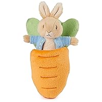 GUND Beatrix Potter 2-in-1 Peter Rabbit with Carrot Plush Playset, Bunny Stuffed Animal for Ages 1 and Up, Orange/Blue, 7”