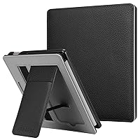 CaseBot Stand Case for Kindle Oasis (10th/9th Generation, 2019/2017 Release) - Premium PU Leather Sleeve Cover with Card Slot and Hand Strap, Black