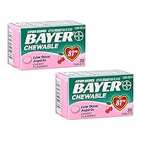 MSNOR Bayer Chewable Low Dose Baby Aspirin Cherry Flavor 36 Tablets - 2 Pack