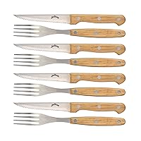 Jim Beam Set of 8 Ideal, Chicken, Pork and More-Steak Knives and Forks Made of Stainless Steel Blade and Contoure, Medium, Light Brown, JB0208