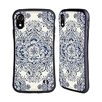 Head Case Designs Officially Licensed Micklyn Le Feuvre Diamond Doodle in Navy Blue and Cream Floral Patterns Hybrid Case Compatible with Apple iPhone XR