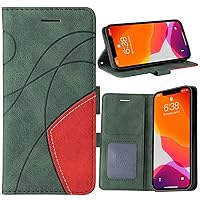 XYX Wallet Case for OnePlus 11 5G, Splicing Matching Premium PU Leather Flip Protective Phone Case Cover with Card Slots for OnePlus 11 5G, Green