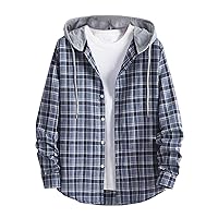 Men's Plaid Long Sleeve Button Down Shirt Pocket Front Casual Shirts Trendy Comfy Work Shirts Blouse Flannel Shirts