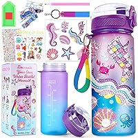 Qyeahkj Decorate Your Own Water Bottle Kits for Girls Age 4-6-8-10, Little Mermaid Gem Diamond Painting Crafts, Fun Arts and Crafts Gifts Toys Art Supplies for Girls Age 8-12 Birthday Christmas Gifts