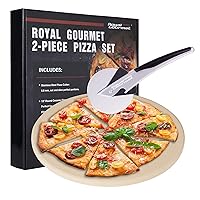Royal Gourmet KSF1305 13-Inch Pizza Stone Set for Grill, BBQ, and Oven, 2-Piece Round Pizza Stone and Pizza Wheel Cutter, Baking Accessories