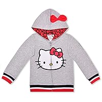 Hello Kitty Sanrio Girls Zip Up Hoodie for Toddlers and Big Girls - White, Red, Grey, Pink, Blush Pink, Hot Pink or Rainbow