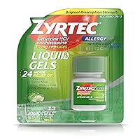 Zyrtec 24 Hour Indoor & Outdoor Allergy Liquid Gels, Antihistamine Capsules with Cetirizine Hydrochloride for All-Day Allergy Relief, 12 ct ( Pack of 2)