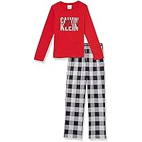 Calvin Klein Girls' Long Sleeve Brushed Micro Pajama Set