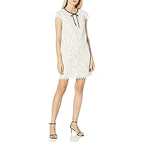ABS Allen Schwartz Women's Lace Shift Dress with Contrast Bow at Neck