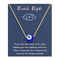Evil Eye Necklace Blue Eyes Luck Protection Amulet Pendant Necklace Ojo Turco Kabbalah Adjustable Evil Eye Jewelry Gift for Women Girls（Silver/Gold）