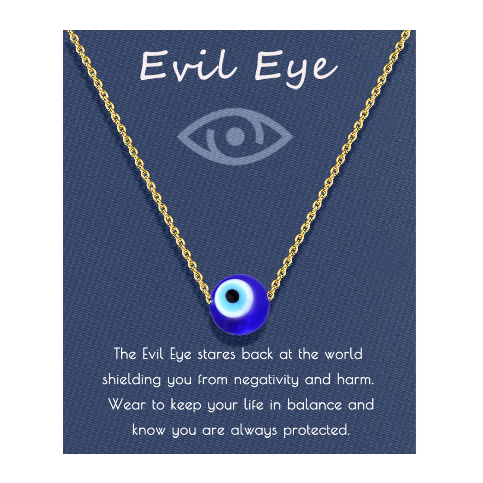 Sincere Evil Eye Necklace Blue Eyes Luck Protection Amulet Pendant Necklace Ojo Turco Kabbalah Adjustable Evil Eye Jewelry Gift for Women Girls（Silver/Gold）