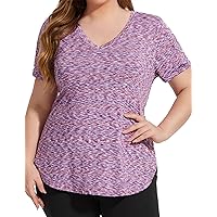 FOREYOND Women's Plus Size Workout Tops Short Sleeve Shirts Sport Tee Clothing Loose Fit Athletic Yoga Running Summer Shirts