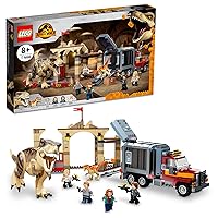 LEGO Jurassic World T. rex & Atrociraptor Dinosaur Breakout 76948 Dino Toy Set, Gift Toys for Kids Age 8 Plus with 4 Minifigures, Market and Truck, 2022 Movie Inspired