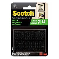 Scotch Multi-Purpose Hook and Loop Fasteners, For Indoor Use, Black, 7/8 in, 12-Pair, 24-Squares
